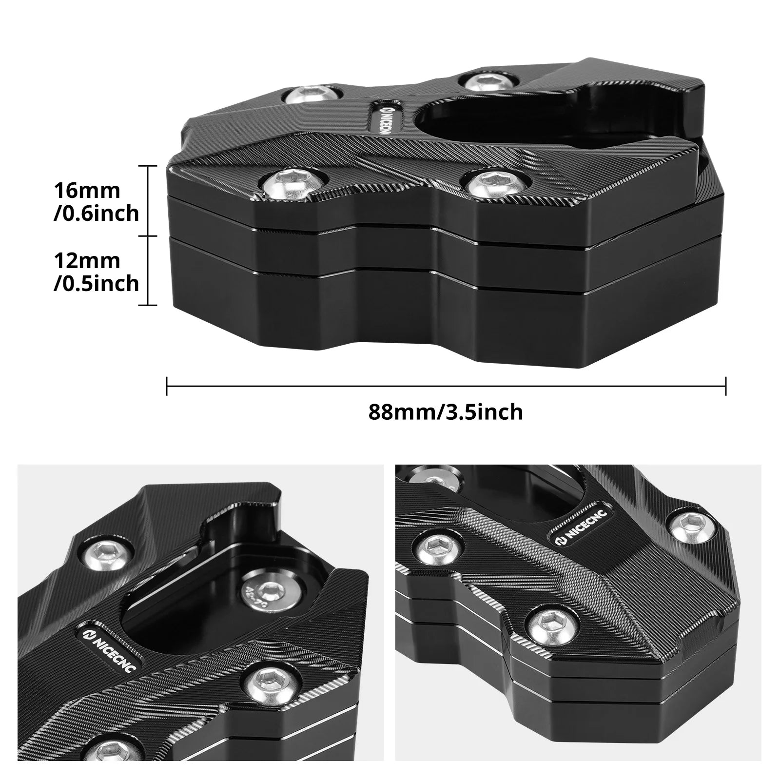 For BMW R1300GS R1300GS Adventure 2024-2025 Replace 4653 1638616 Height Adjustment Suspension Kickstand Side Stand Extension Plate – NICECNC 6061 Billet Aluminum Black