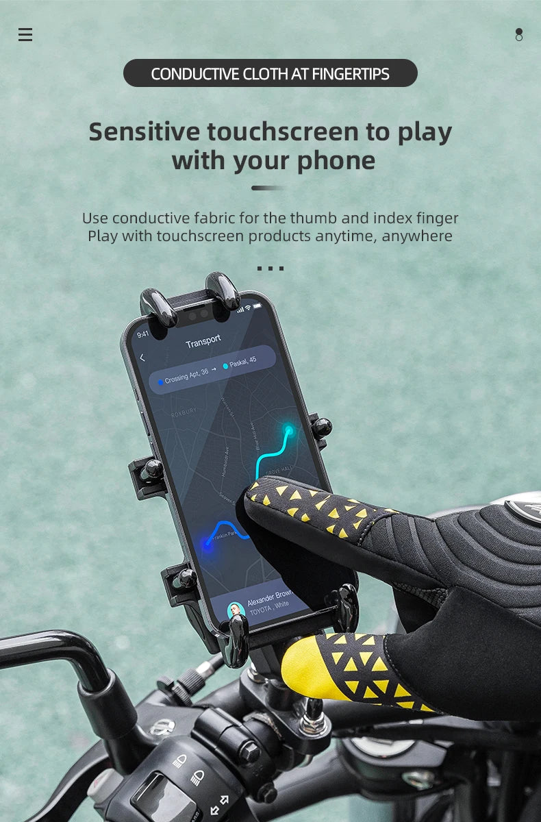 ROCKBROS Winter Warm Bike Gloves Touch Screen Windproof Thermal Motor Bicycle Gloves Men Women SBR Pad Shockproof Cycling Gloves