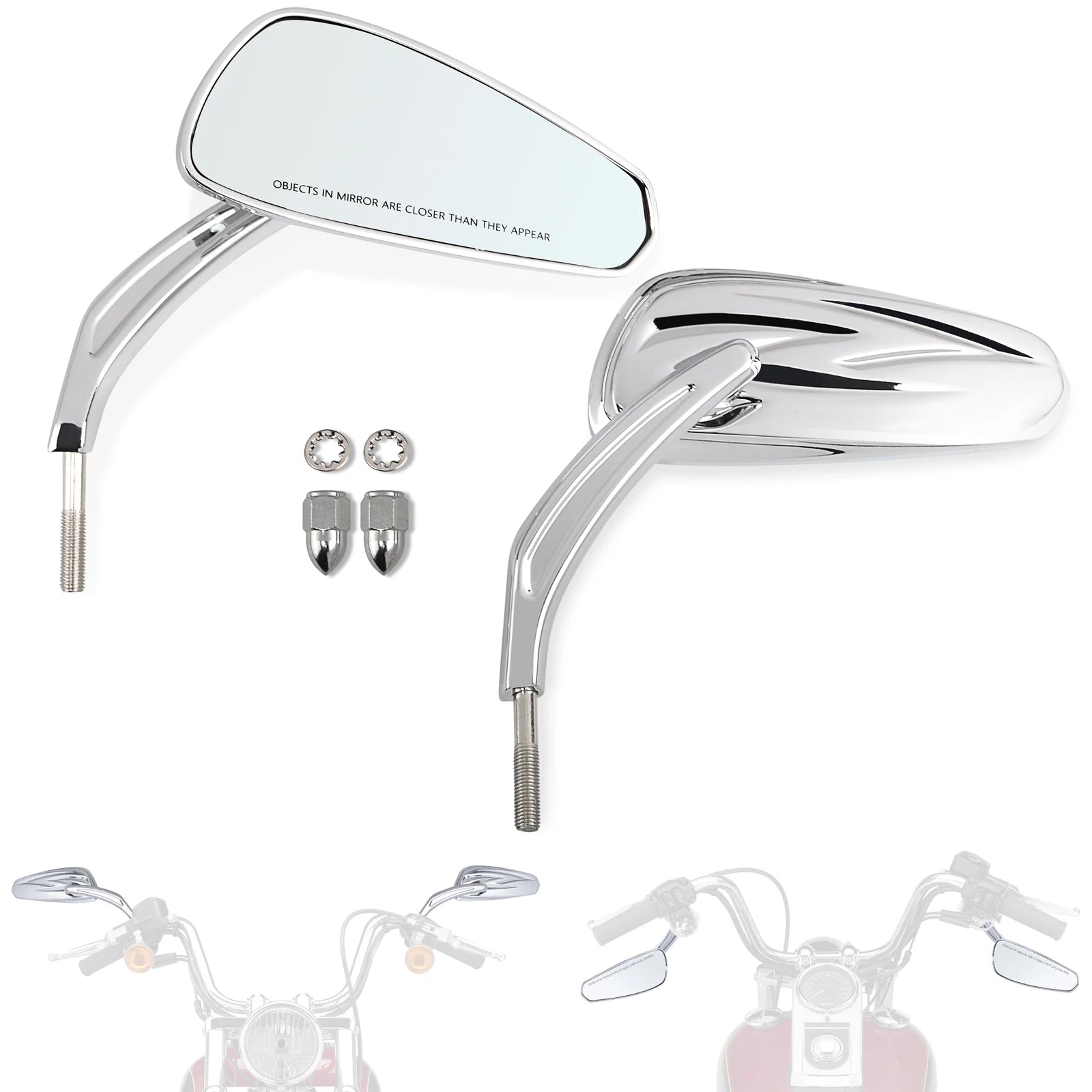 WOWTK Harley-Davidson 360° Adjustable Handlebar Rearview Mirror Pair 5/16" 24 UNF for Touring Sportster Softail Dyna Road King Electra Glide Fat Boy 1982-2026