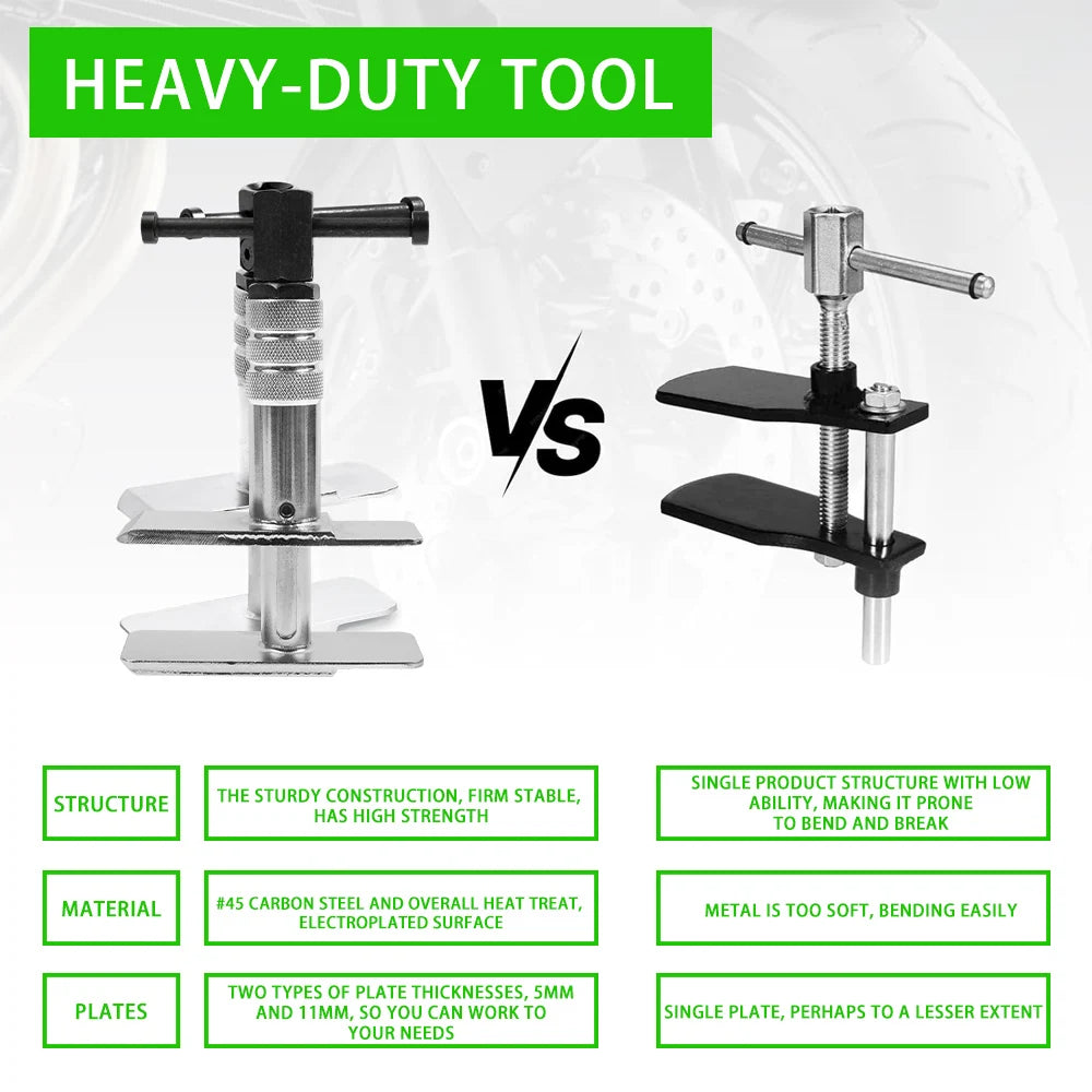 Heavy Duty Motorcycle Brake Caliper Spreader Tool – Brake Disc Tools – T-Bar Compression Tool for Most Vehicle Brake Discs – Universal 1/5”–2-1/3” – Silver – $45