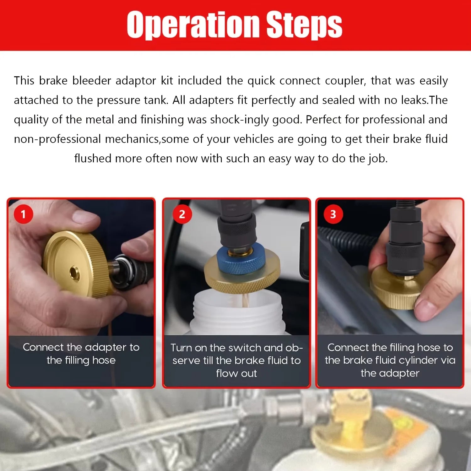 17-Piece Brake Fluid Bleeder Adapter Kit