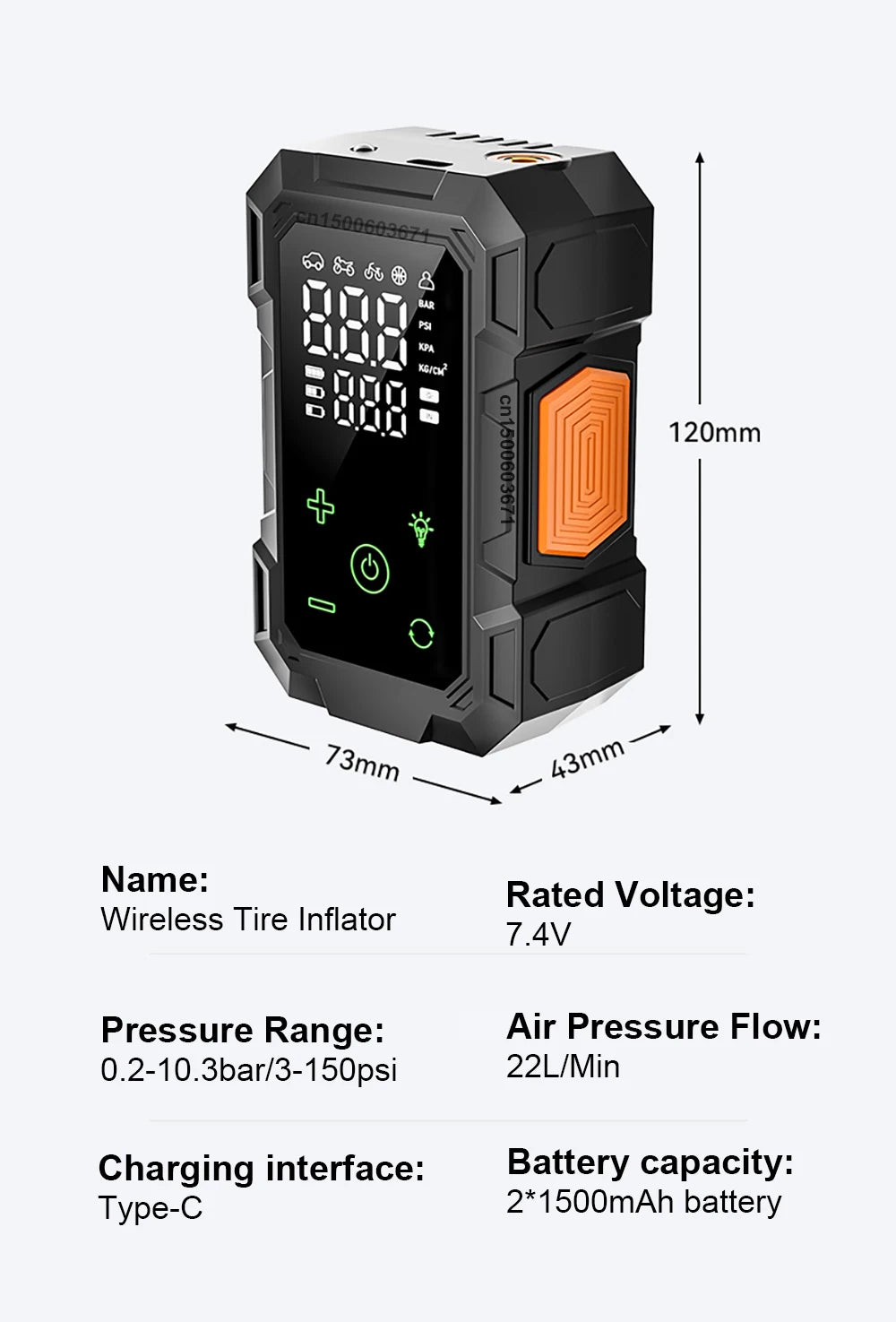 Portable Air Compressor – Cordless Tire Inflator with Digital Display