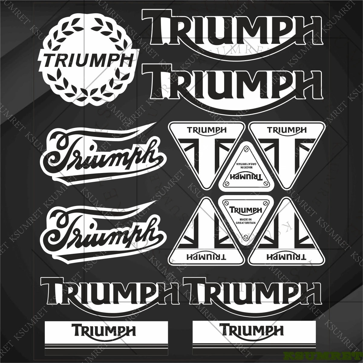 Triumph Vinyl Motorcycle Stickers – Reflective Waterproof Emblem Decal for Tank & Helmet – PVC Logo Sticker – Red / White / Black / Gold / Silver – 50g – $20