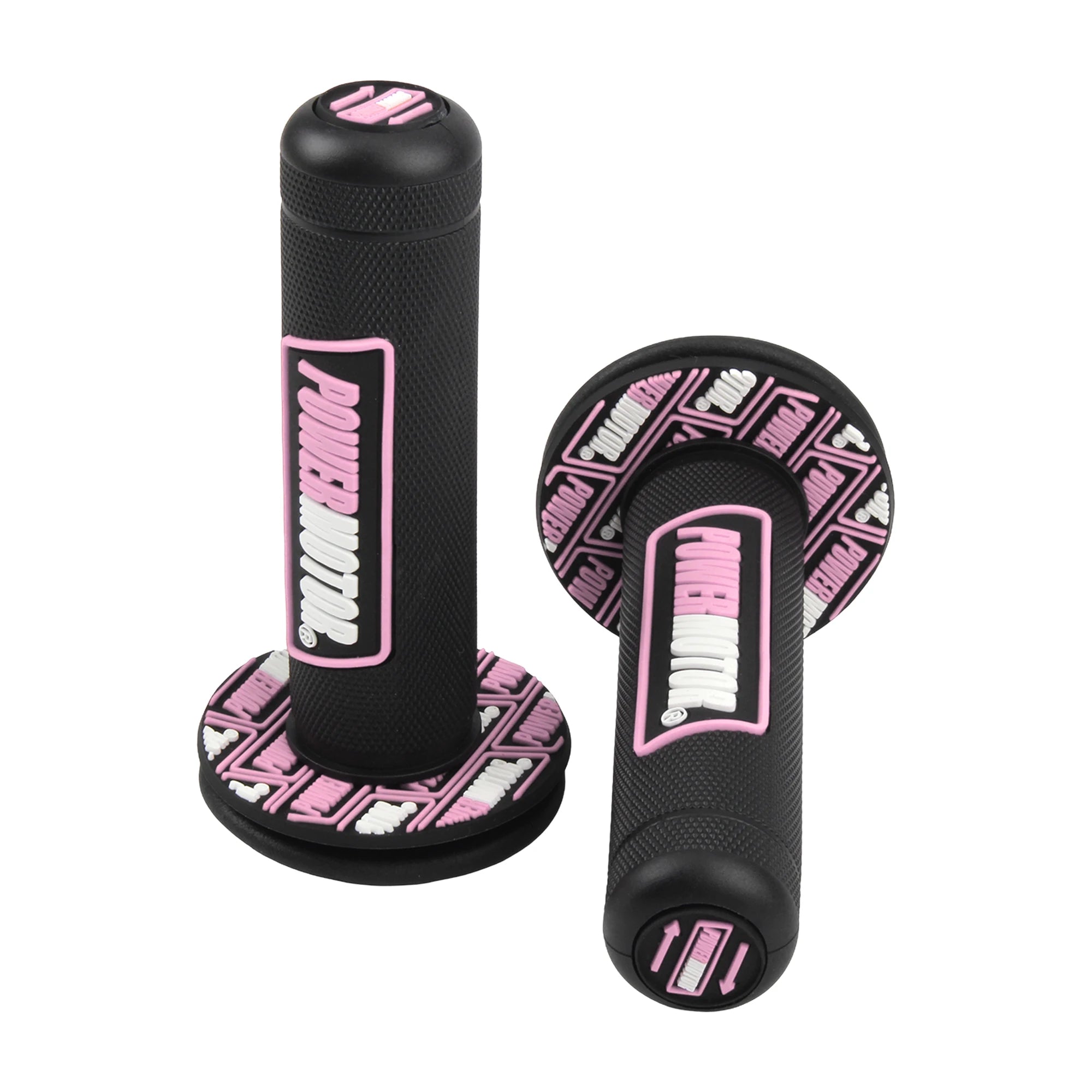 PowerMotor HB308 Universal Motorcycle Handlebar Grips 7/8" Left 22mm Right 25mm Non-Slip PVC Gel Rubber Ergonomic Fatigue-Reducing Grips for Motocross Dirt Bike Enduro Honda Yamaha Suzuki Kawasaki KTM Ducati – 8 Colors (1 Pair)