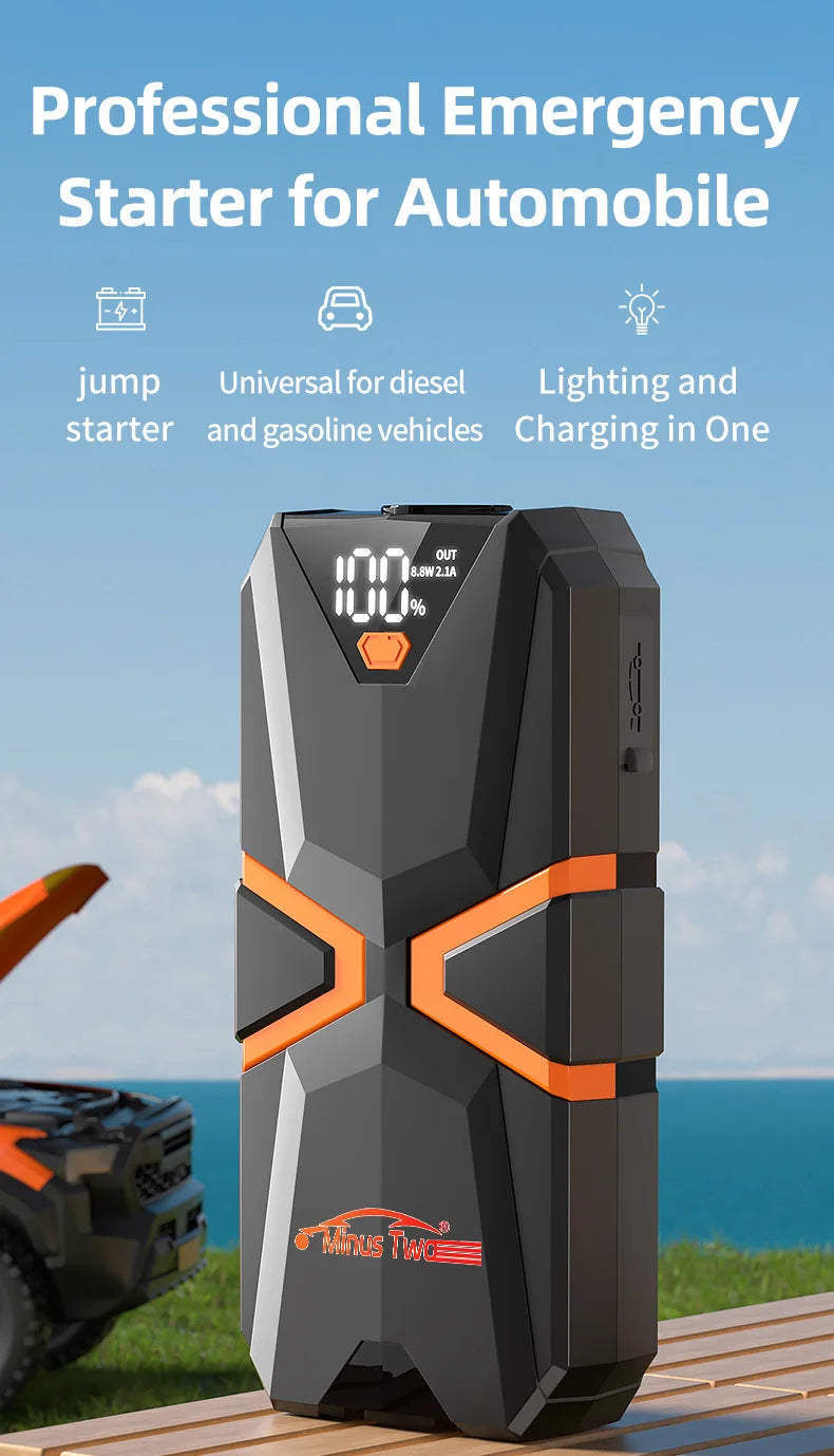 2000A Car Jump Starter – Portable Power Bank Battery Booster for 12V Petrol (6.0L) & Diesel (5.0L)