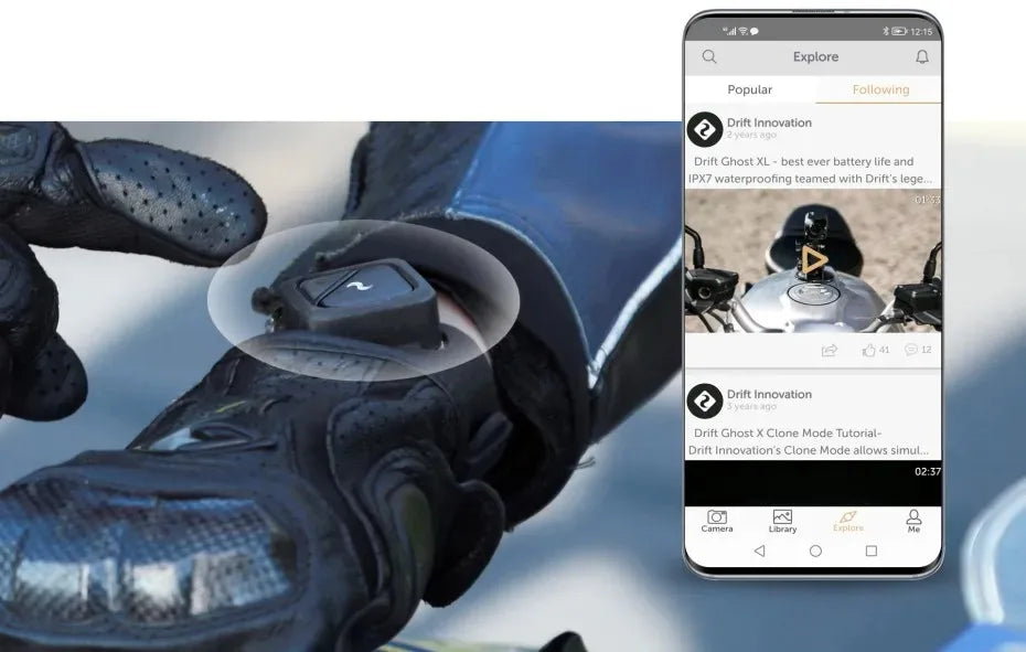 Drift XL PRO 4K WiFi IPX7 Waterproof Motorcycle Camera Helmet Cam 140° Wide Angle Live Stream Vlog Action Motorcycle Dash Cam DVR for Motorcycle Bicycle Bike Outdoor