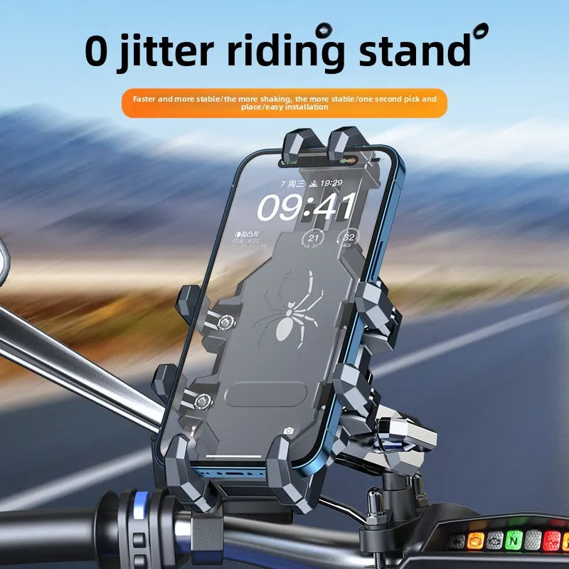 Aluminum Alloy Anti-Vibration Motorcycle Phone Mount – Anti-Theft 360° GPS Holder for Scooters & E-Bikes
