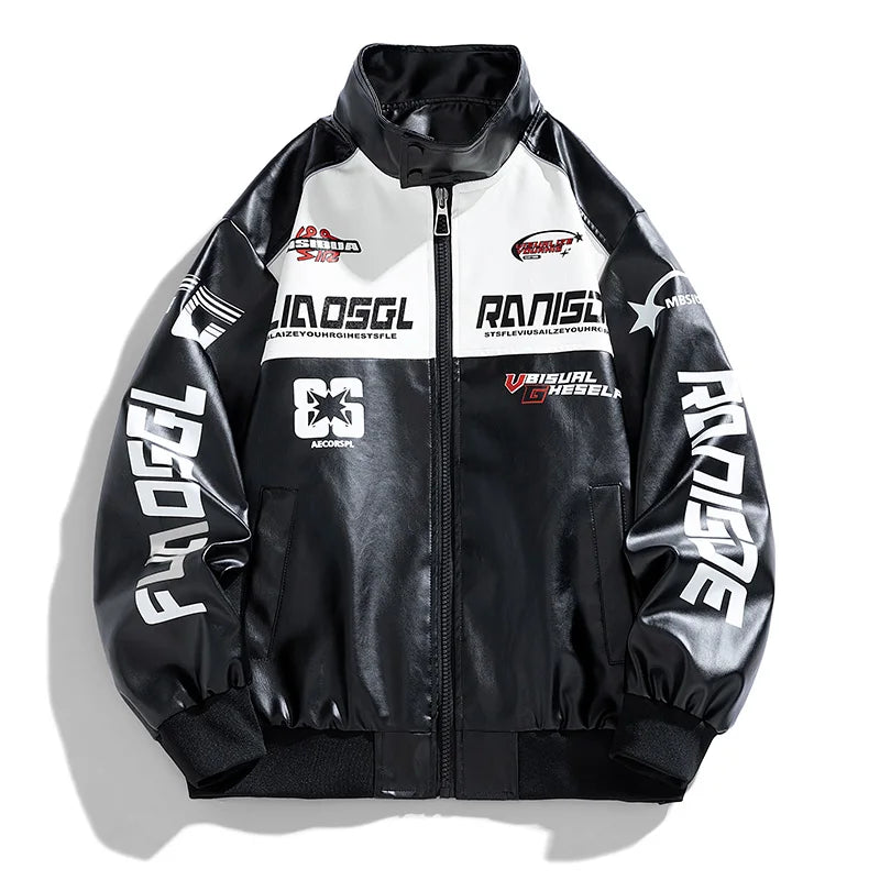 Faux Leather Moto Jacket with Street Fashion Style