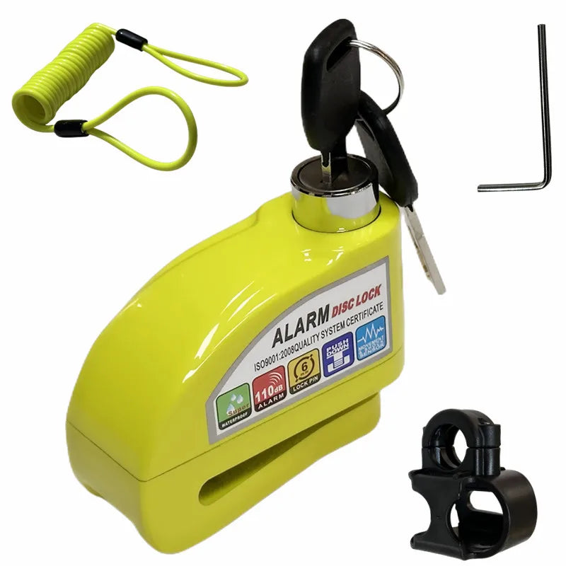 Falante Motorcycle Alarm Lock Safety Anti-Theft Disc Brake Aluminum Alloy Motorbike Bicycle Accessories – Model 8302 – 21x14x4cm – 18 Color Styles