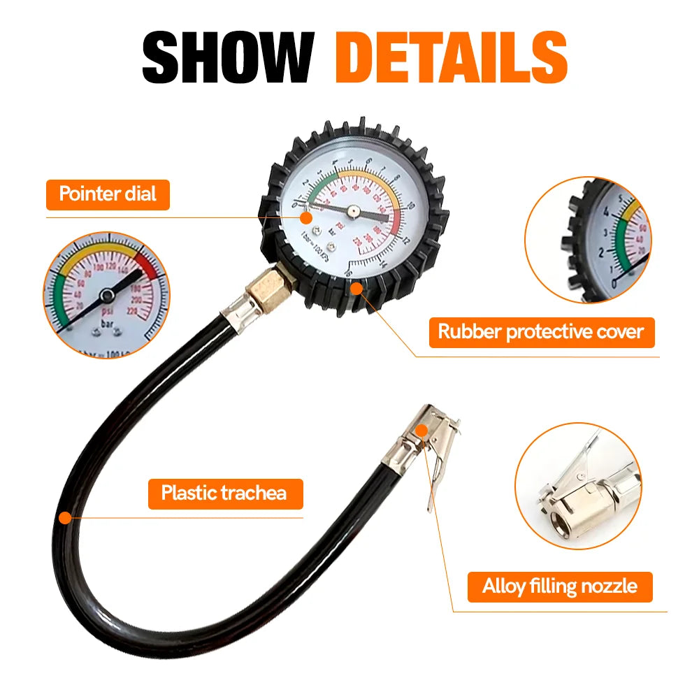 High-Precision Tire Pressure Gauge – Car, Motorcycle & Bicycle Tire Pressure Tester