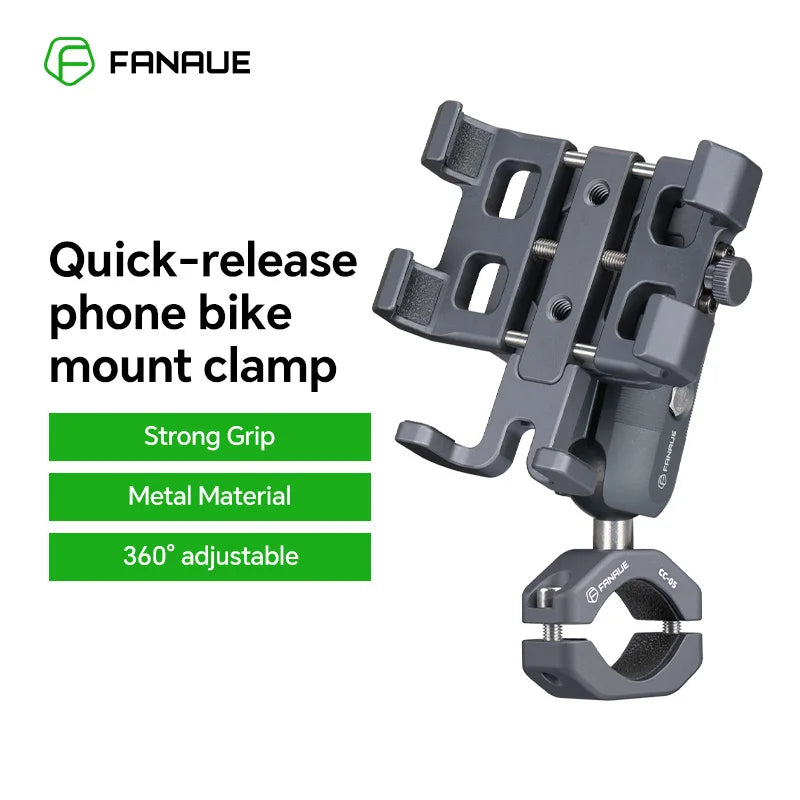 FANAUE Aluminum Alloy Anti-Vibration Motorcycle Phone Mount – Shockproof Navigation Holder for Off-Road Riding