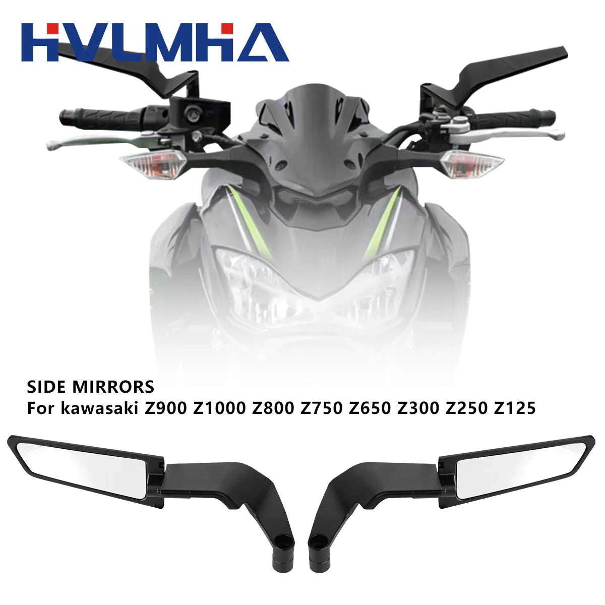 HVLMHA Yamaha MT-07 MT-09 MT-10 Stealth Winglet Rotatable Motorcycle Mirror CNC Aluminium Adjustable Rearview Motorcycle Mirror Kit 2021-2023