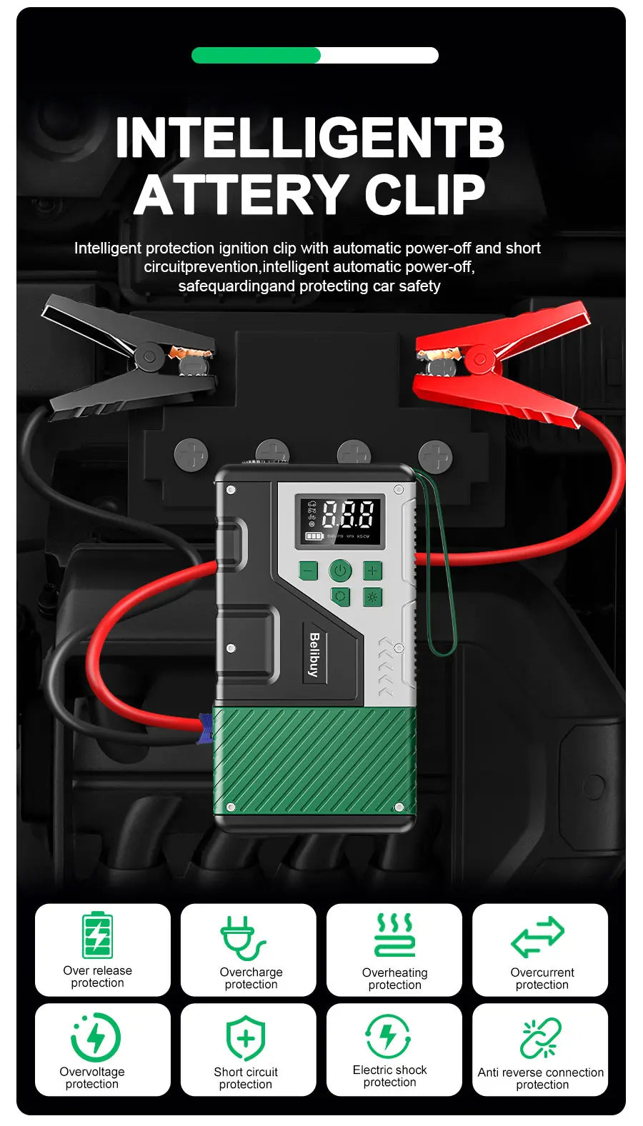 Upgraded 150PSI Portable Motorcycle Air Compressor with 7000A Emergency Jump Starter Combo Digital LCD Display Ideal for Outdoor Camping