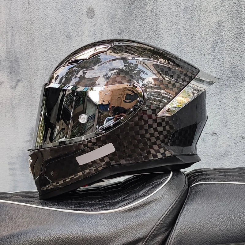 Carbon Fiber Helmets – ORZ Full Face Motorcycle Helmet, Color Visor, DOT Approved, All-Season