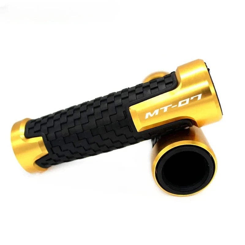 Yamaha MT-07 FZ-07 CNC Billet Aluminum Motorcycle Handlebar Grips 7/8" 22mm Universal Anti-Slip Rubber End Grips for MT07 FZ07 2014 2015 2016 2017 2018 2019 – 7 Colors (1 Pair)