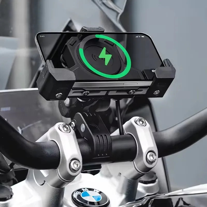 MOTOWOLF Motorcycle Phone Holder – Shockproof Wireless Charging