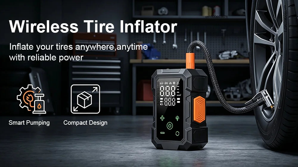 Portable Air Compressor – Cordless Tire Inflator with Digital Display