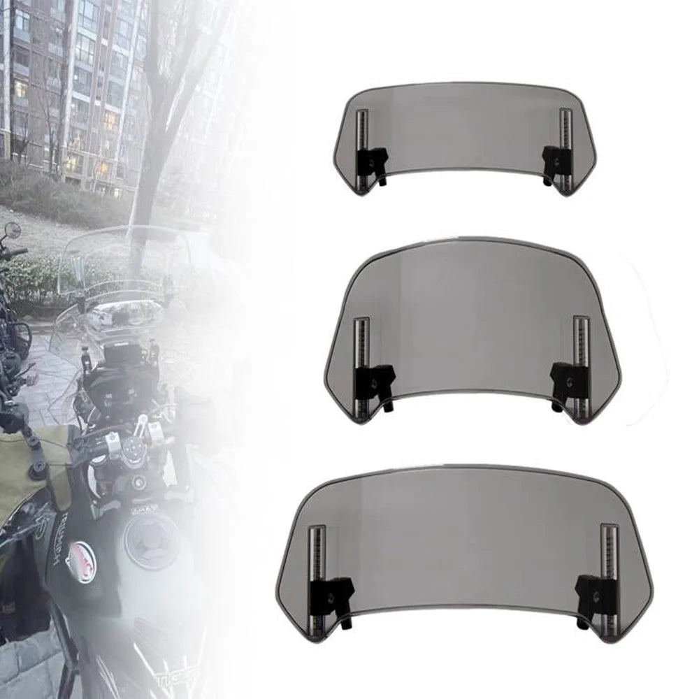 Universal Motorcycle Windshield Extension Adjustable Spoiler Clamp-On Windscreen Deflector Suitable for All Motorcycle Parts – SOYAVISION ABS 280mm 300mm 360mm Grey Clear No Drill