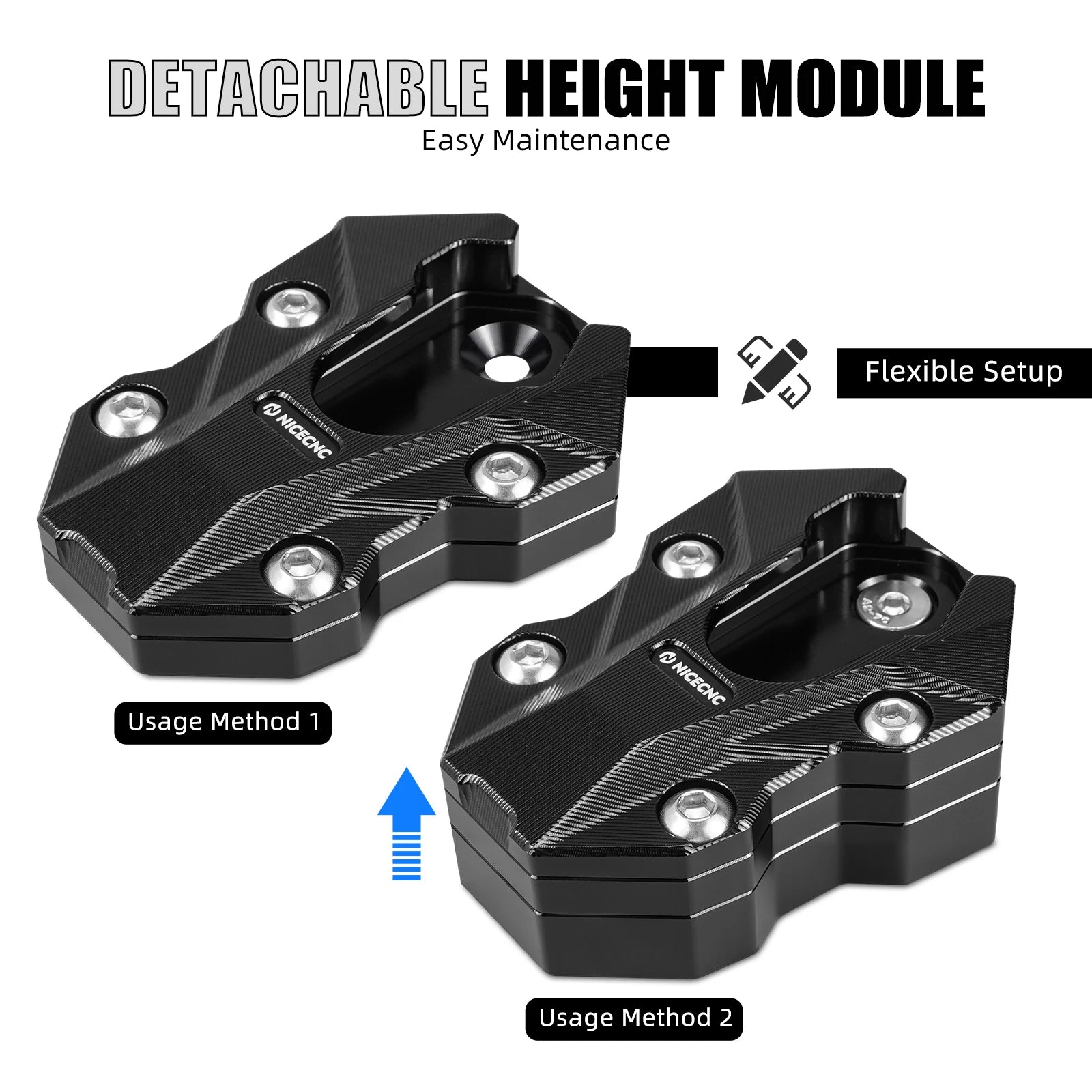 For BMW R1300GS R1300GS Adventure 2024-2025 Replace 4653 1638616 Height Adjustment Suspension Kickstand Side Stand Extension Plate – NICECNC 6061 Billet Aluminum Black