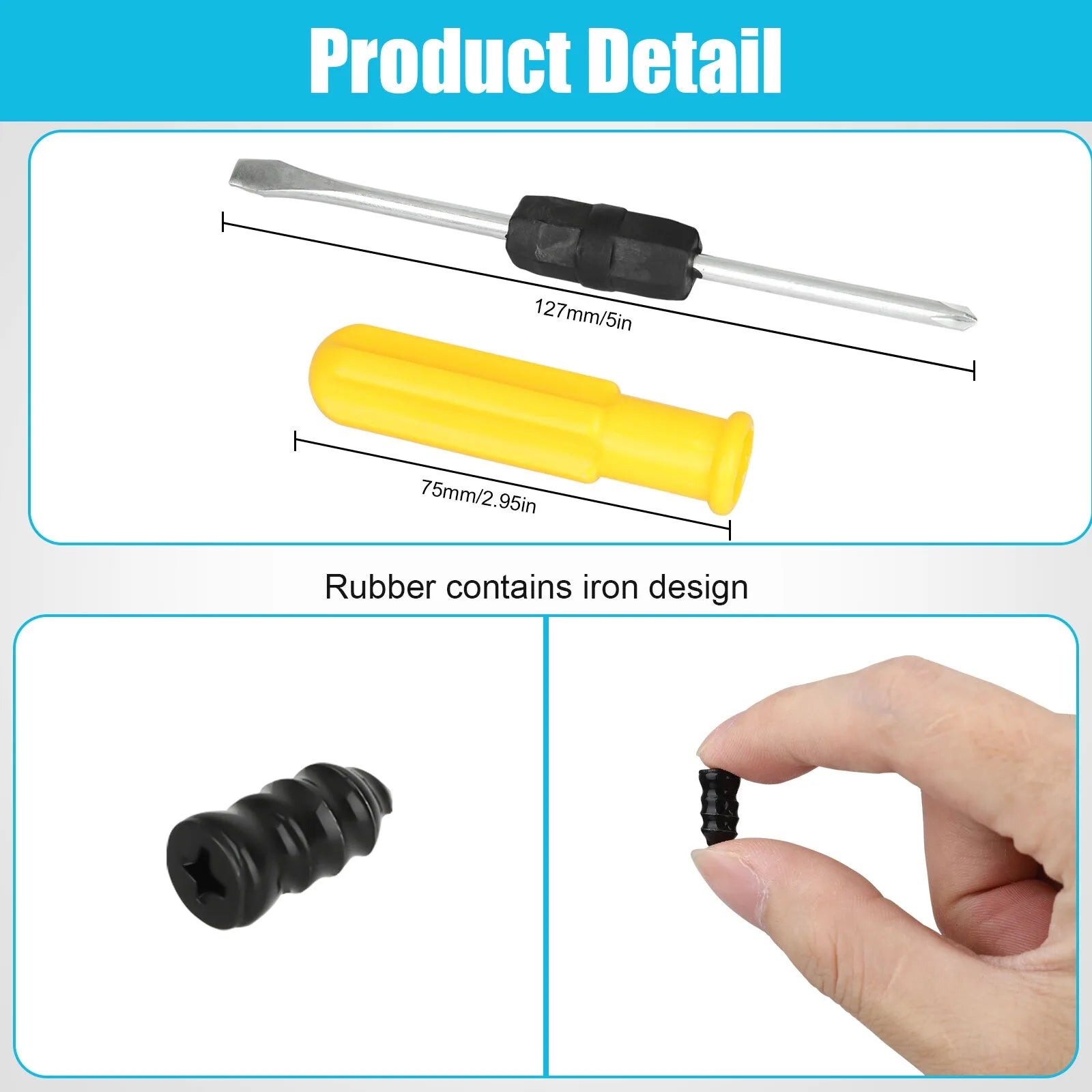60pcs Rubber Screw Tire Repair Nails with Screwdriver and Storage Box – 2 Sizes – Car Motorcycle Truck Bike – $18