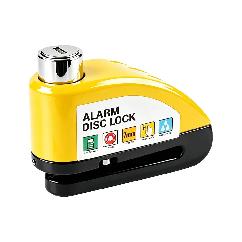 Motorcycle Bicycle Alarm Disc Lock Aluminum Alloy Anti-Theft Safety Padlock Vibration Reminder Security Protection Accessories – 110dB 7mm Hardened Steel 2 Keys Allen Wrench 7 Colors