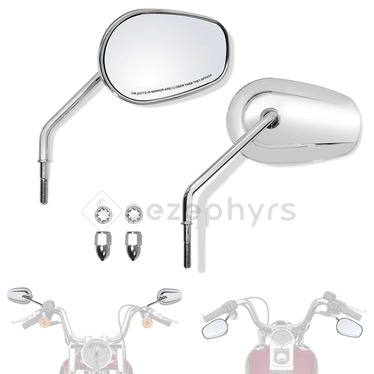 WOWTK Harley-Davidson 360° Adjustable Handlebar Rearview Mirror Pair 5/16" 24 UNF for Touring Sportster Softail Dyna Road King Electra Glide Fat Boy 1982-2026