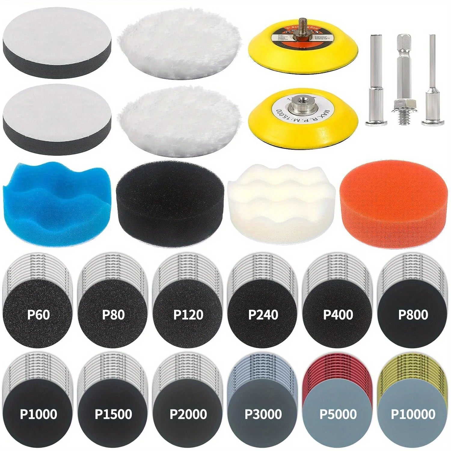 133pcs 3-Inch Wet & Dry Sanding Disc + Polishing Attachment Kit – Headlight Restoration – Mixed Grit Latex Sandpaper – Drill Compatible – $32