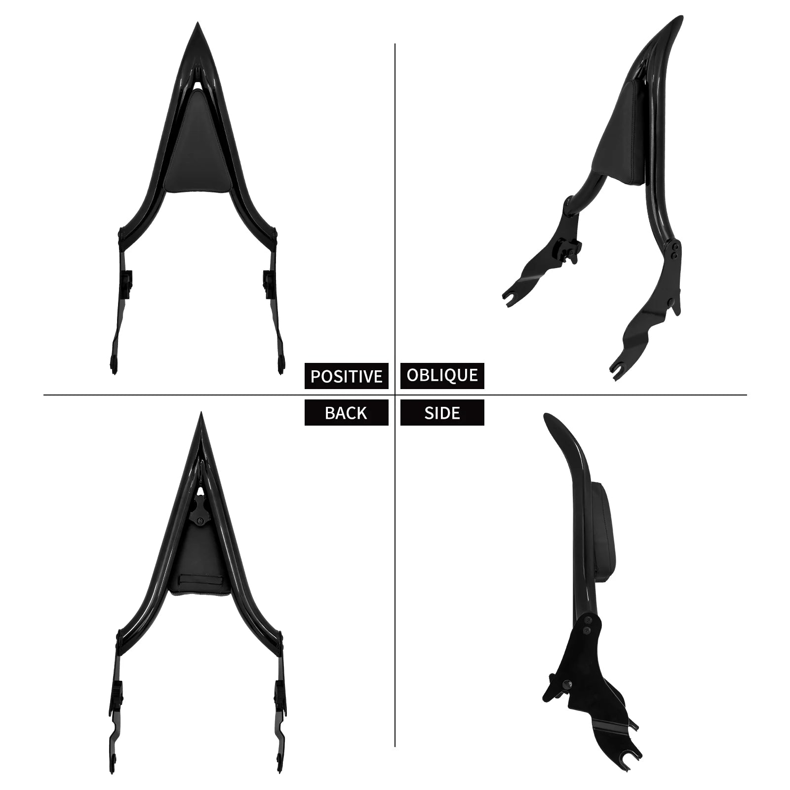 Motorcycle 16'' Detachable Rear Passenger Backrests Sissy Bar Pad For Harley Touring CVO Road King Electra Street Glide 09-2025