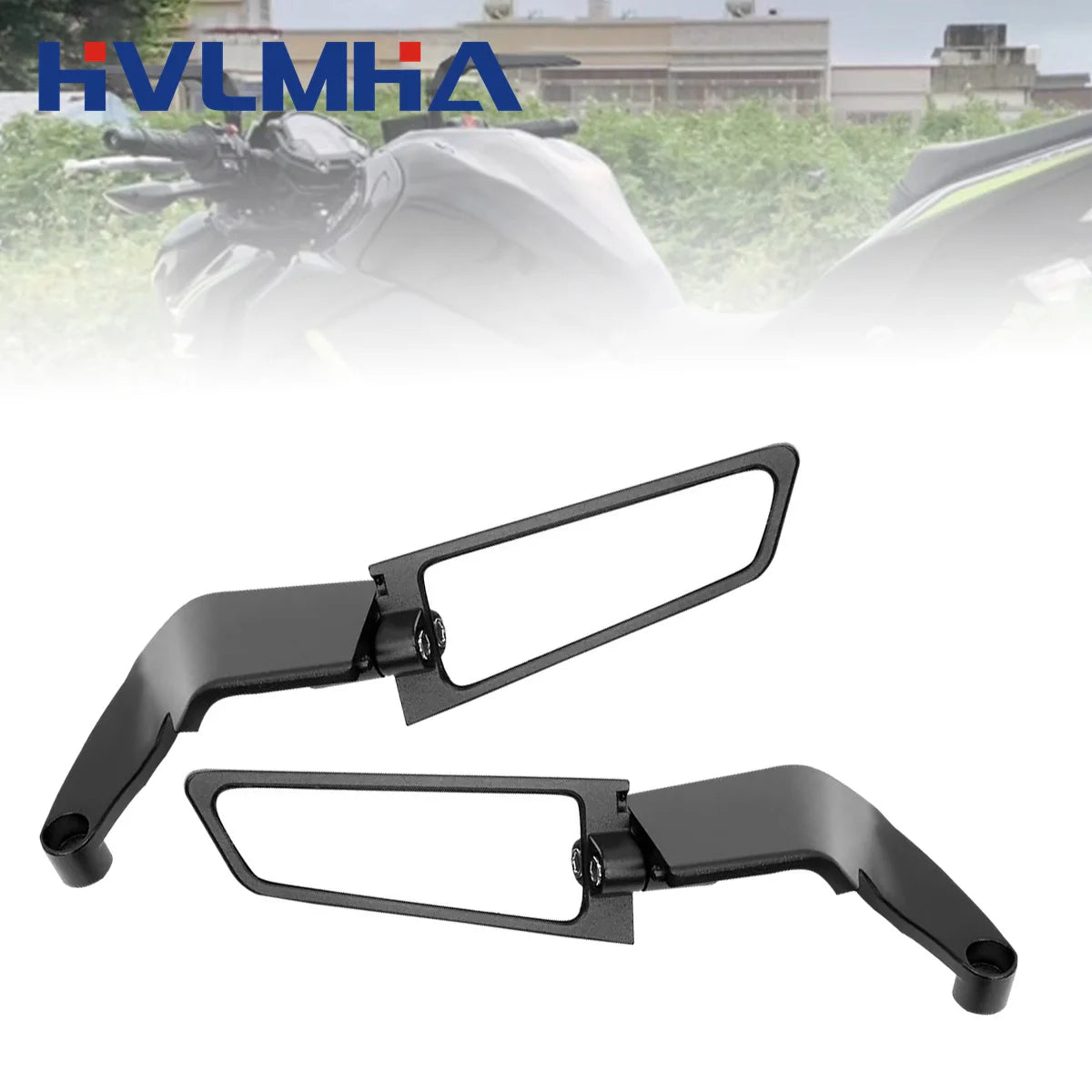 HVLMHA Yamaha MT-07 MT-09 MT-10 Stealth Winglet Rotatable Motorcycle Mirror CNC Aluminium Adjustable Rearview Motorcycle Mirror Kit 2021-2023