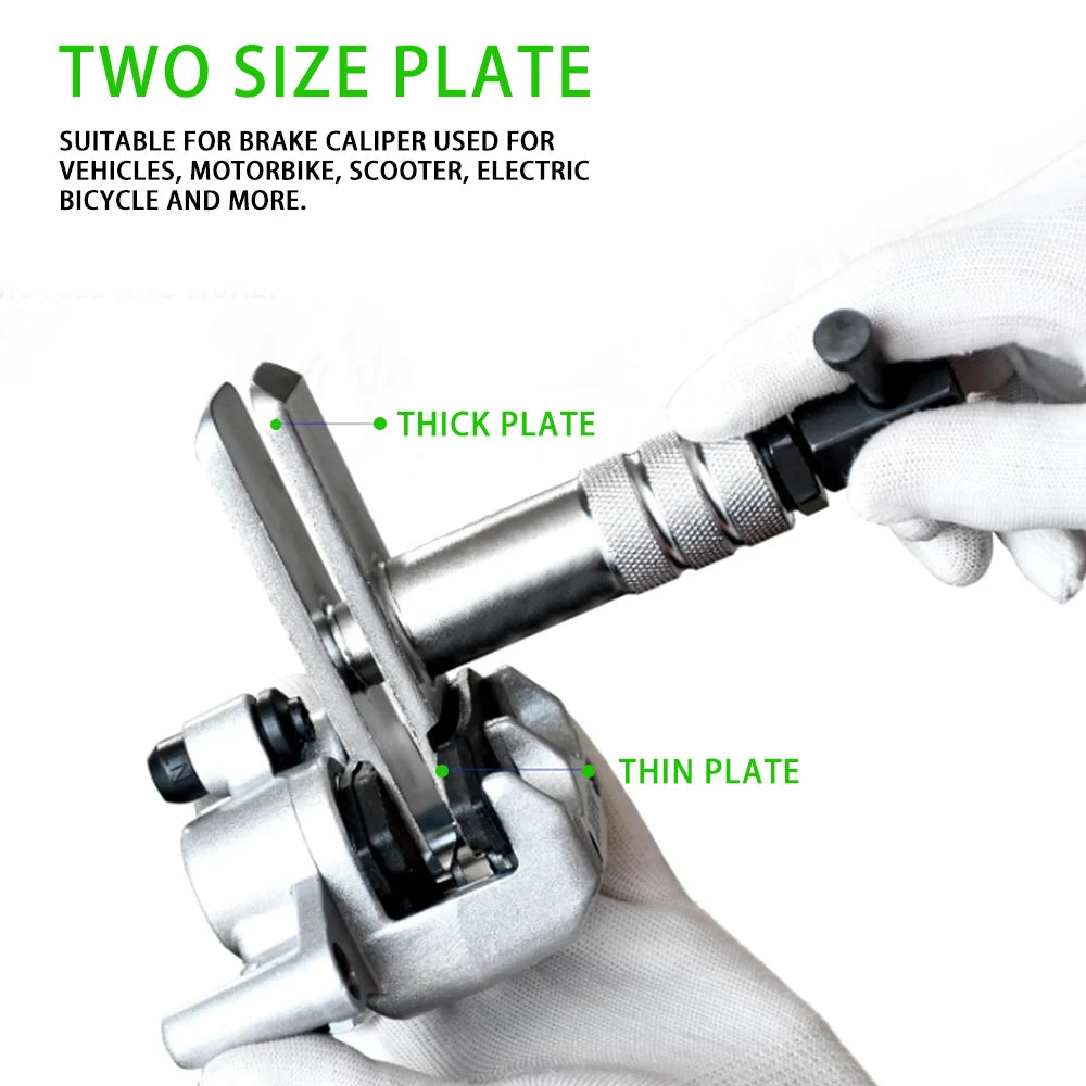 Heavy Duty Motorcycle Brake Caliper Spreader Tool – Brake Disc Tools – T-Bar Compression Tool for Most Vehicle Brake Discs – Universal 1/5”–2-1/3” – Silver – $48