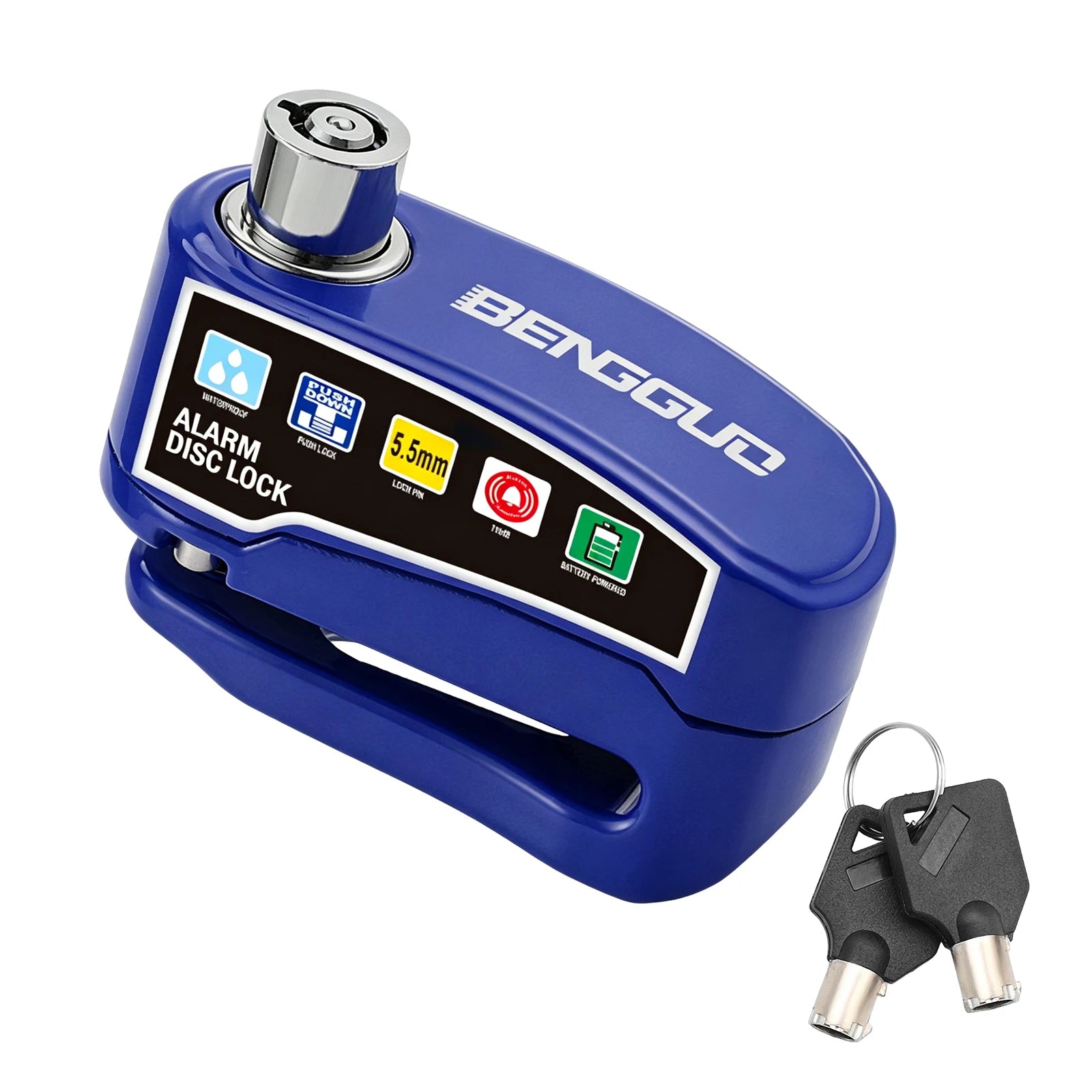 Motorcycle Bicycle Disc Lock Security Alarm Protection Padlock with Keys Aluminum Alloy Anti-Theft Scooter Wheel Disc Brake Lock – 110dB – 6mm+ Compatibility – 0.19kg – Green Blue Black Red Yellow
