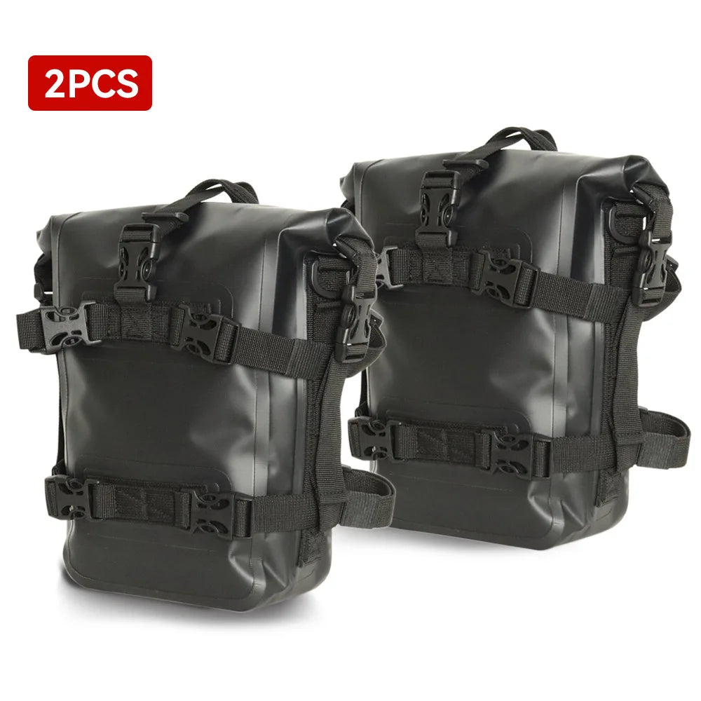 WUMFIRE Motorcycle Bumpers Bag Waterproof 5L-8L Motorcycle Side Frame Bag Motorcycle Crash Bar Bag Universal Saddlebag Tools Storage Bag for BMW R1250GS Honda Suzuki Yamaha – Black (1PC / 2PCS)