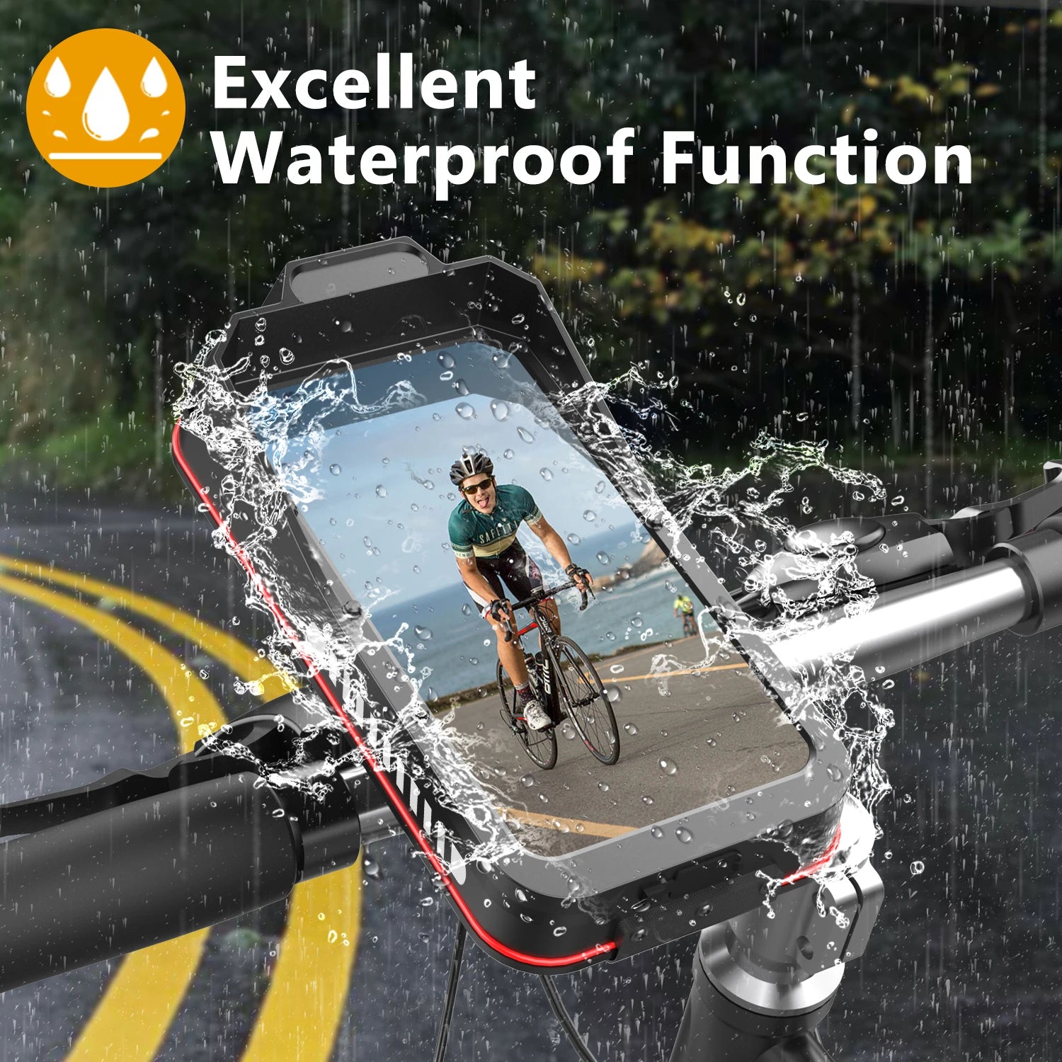 Waterproof Motorcycle Phone Pouch – Touchscreen Handlebar Mount Case for Smartphones