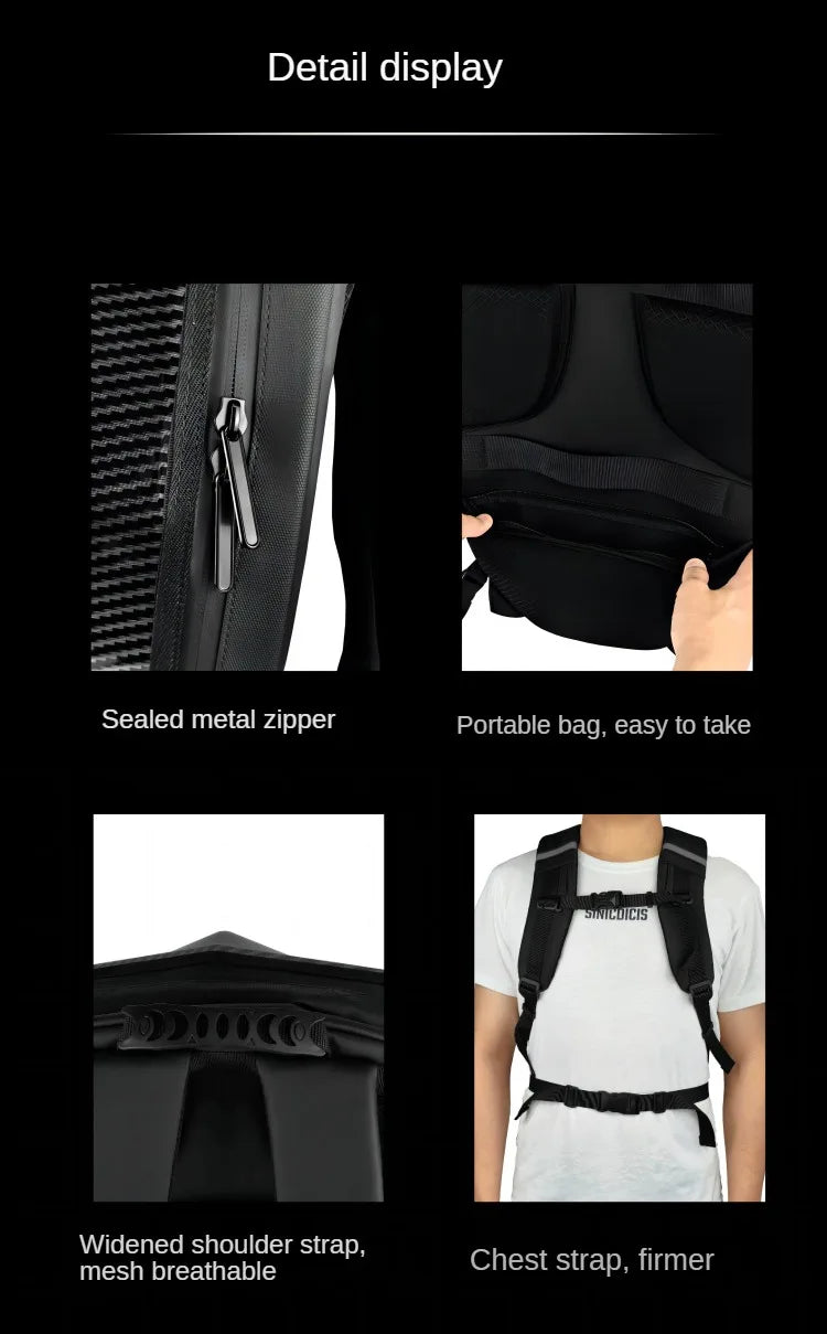 Motorcycle Backpack – NR Spark L E D Eyes Hard Shell Waterproof Helmet Bag