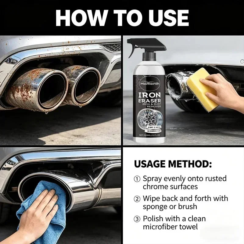 Car Wheel Rust Remover Spray 120ml – Fast-Acting Cleaner for Alloy Rims & Tire Stains – pH-Balanced – 1pc / 3pc / 5pc / 10pc