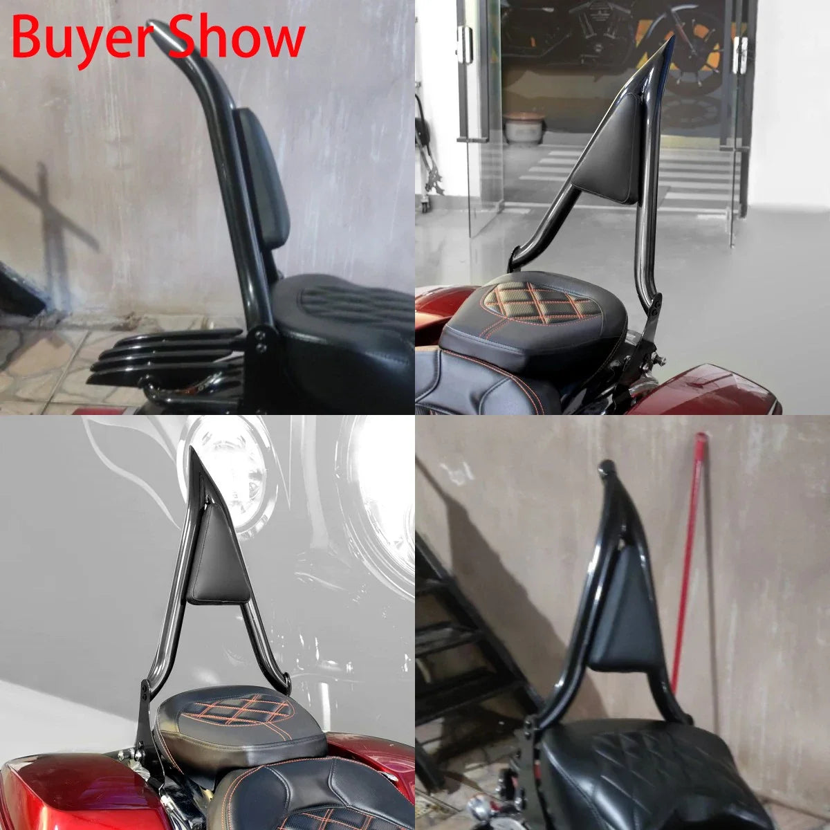 Motorcycle 16'' Detachable Rear Passenger Backrests Sissy Bar Pad For Harley Touring CVO Road King Electra Street Glide 09-2025
