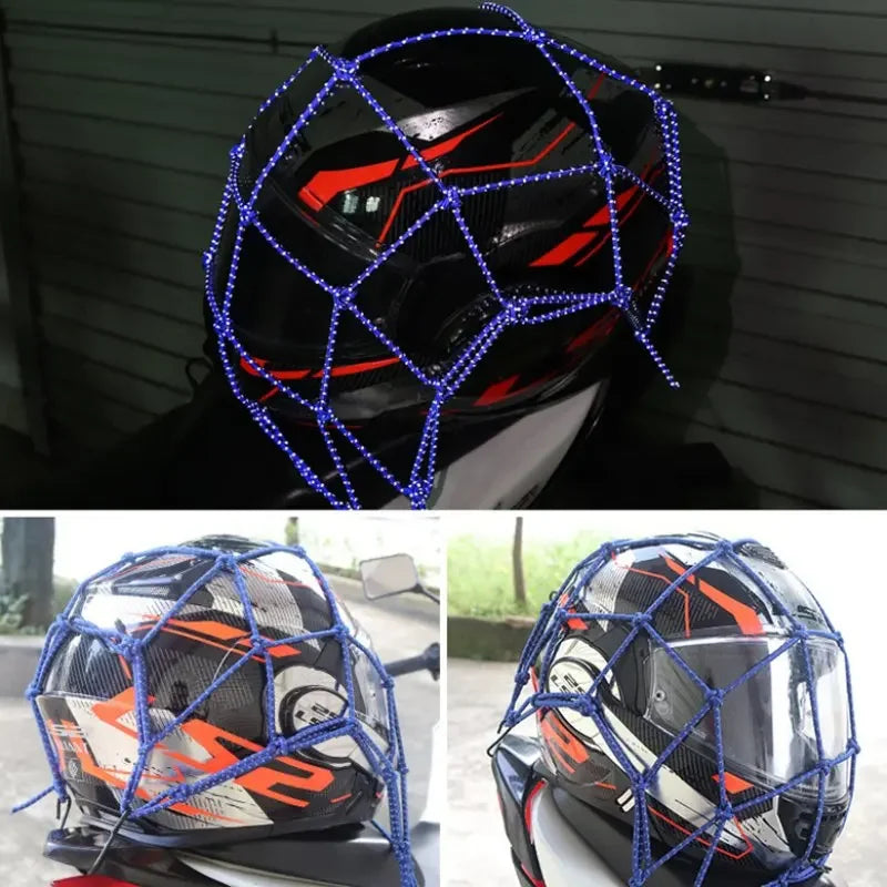 Cargo Net – Reflective Motorcycle Helmet & Luggage Bungee Net