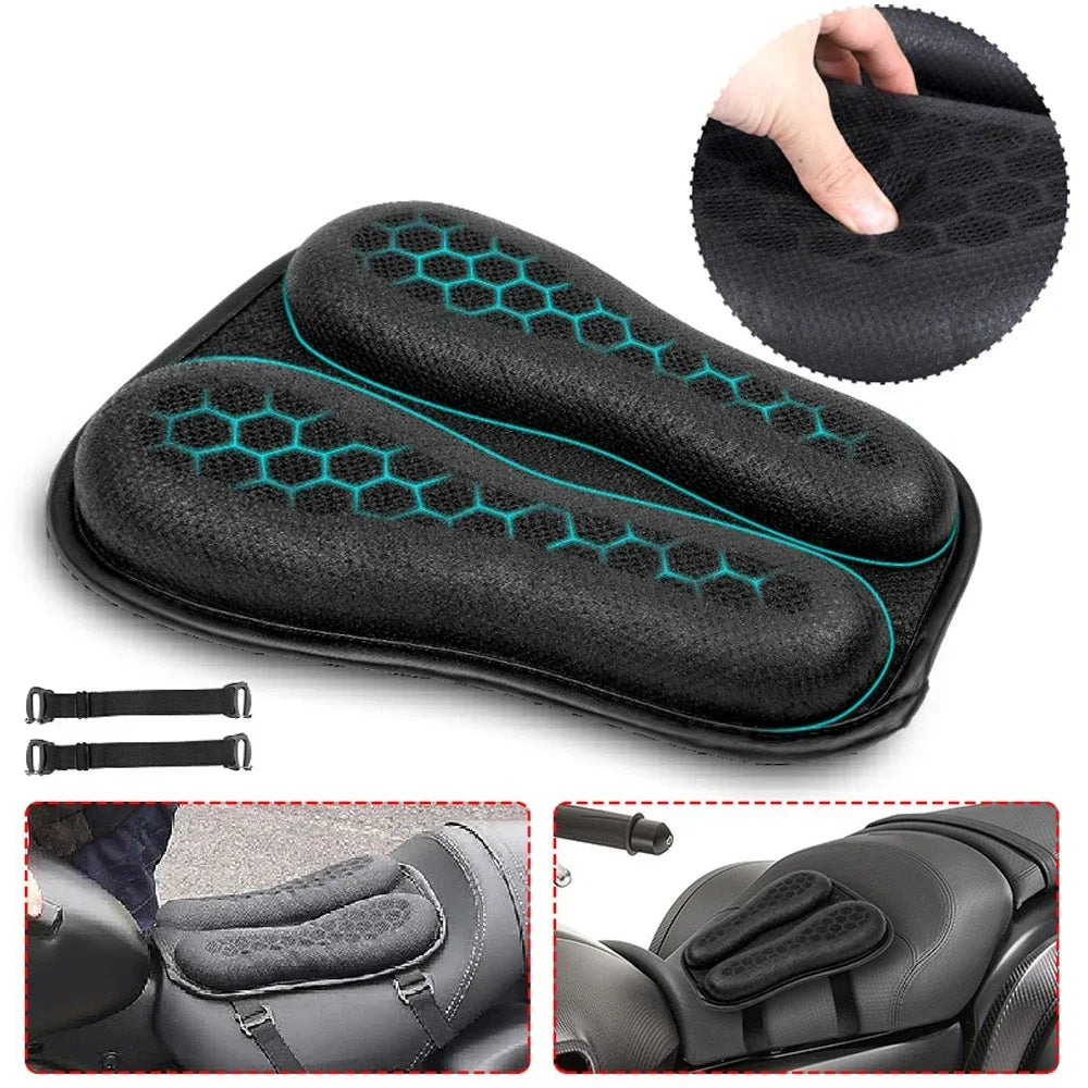 1PC Universal Motorcycle Gel Seat Cushion 3D Honeycomb Structure Breathable and Shock Absorption Pad for Comfortable Long Rides