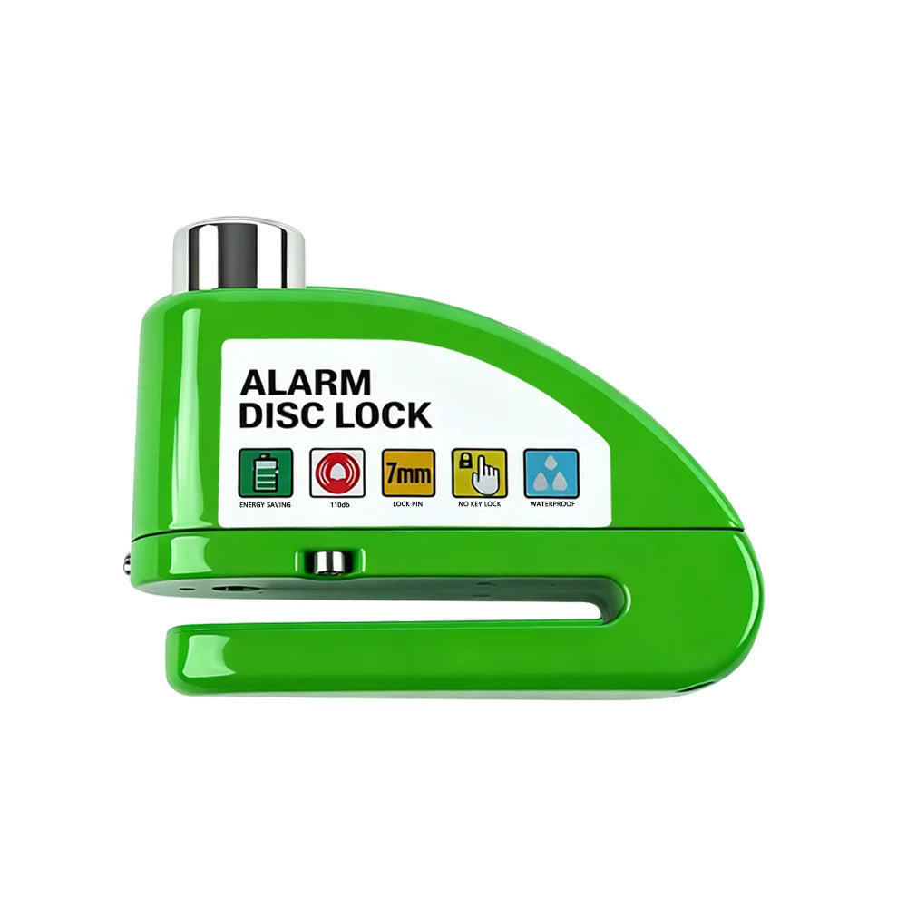 Motorcycle Bicycle Alarm Disc Lock Aluminum Alloy Anti-Theft Safety Padlock Vibration Reminder Security Protection Accessories – 110dB 7mm Hardened Steel 2 Keys Allen Wrench 7 Colors