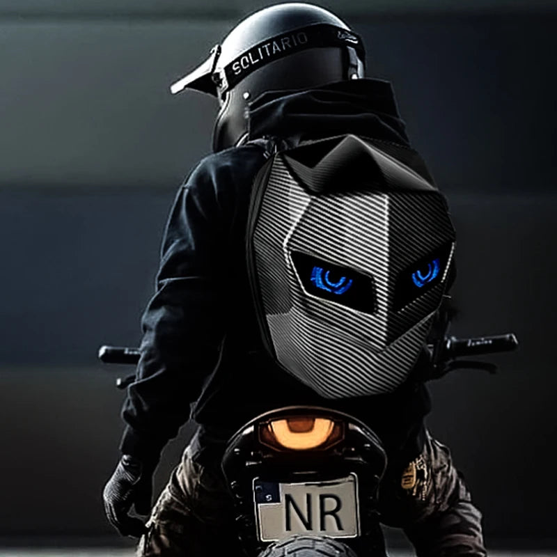 Motorcycle Backpack – NR Spark L E D Eyes Hard Shell Waterproof Helmet Bag