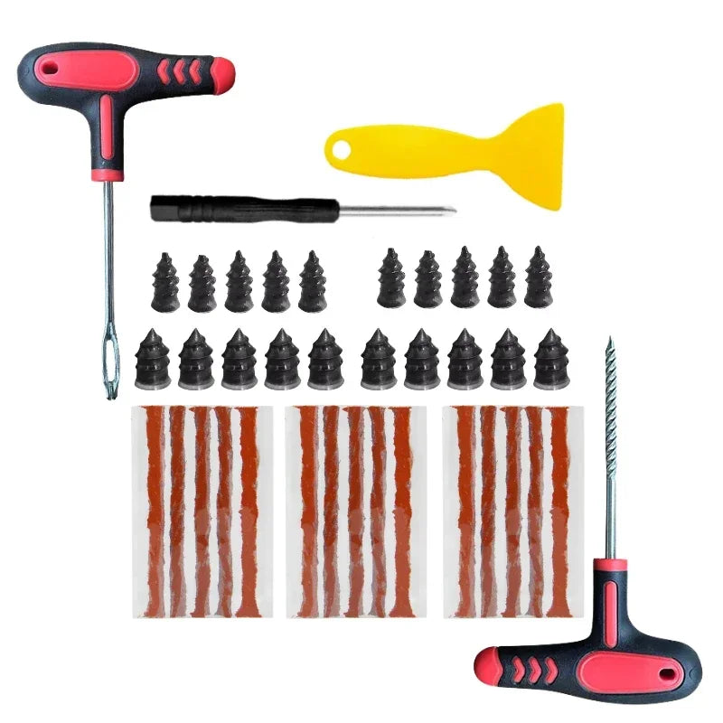 Motorcycle Tire Repair Kit – 19 / 24 / 39pcs Puncture Plug Tool Set – Car Motorcycle – $14