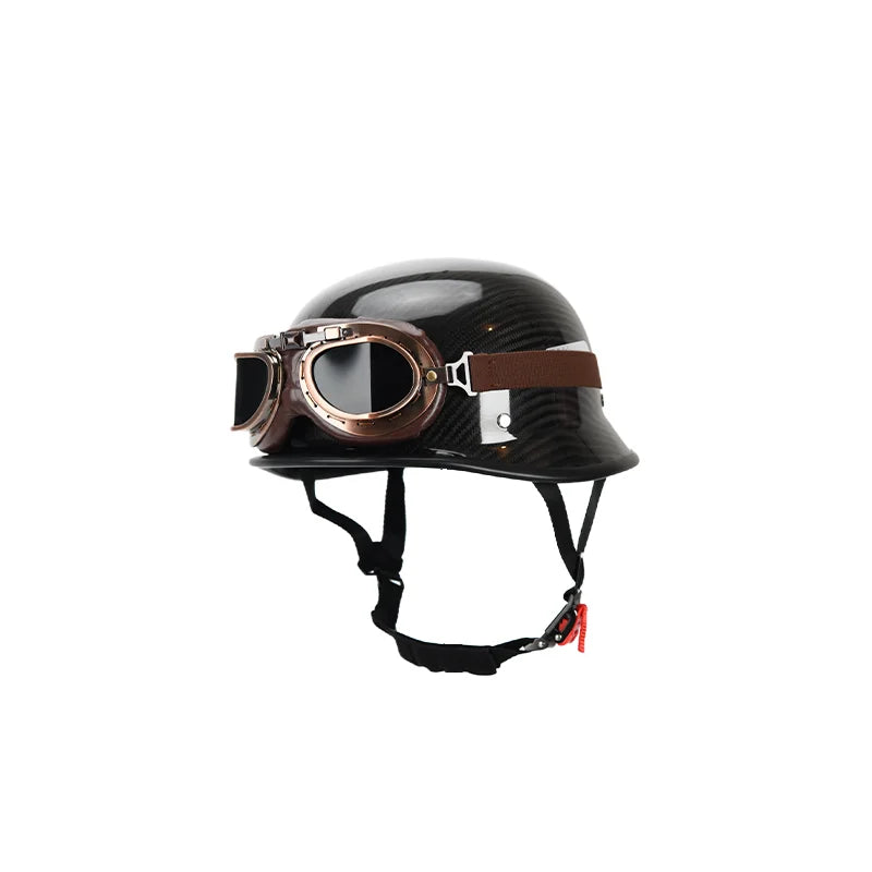 Carbon Fiber Helmets – Forged Carbon Fiber Retro Half Face Motorcycle Helmet, German-Style Lightweight Design
