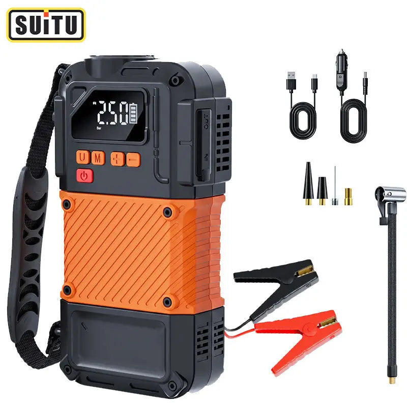 All-in-One Car Jump Starter & Tire Inflator – 500A Battery Booster with 4 Inflation Modes for Auto, Bike, Motorcycle & Sports Balls
