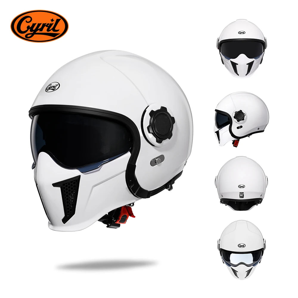 Modular Helmets – DOT Full Face Motorcycle Helmet, Dual Visor, Retro Open Face Design for Men & Women