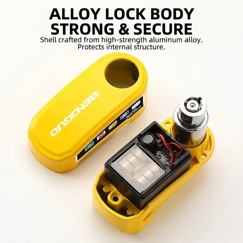 Alarm Disc Lock Anti-Theft 110dB Waterproof Motorcycle Disc Brake Lock Aluminum Alloy with Reminder Cable for Scooter Bike Parts – Vibration Alarm – 0.22kg – Red Yellow Green Black Blue – With or Without Rope