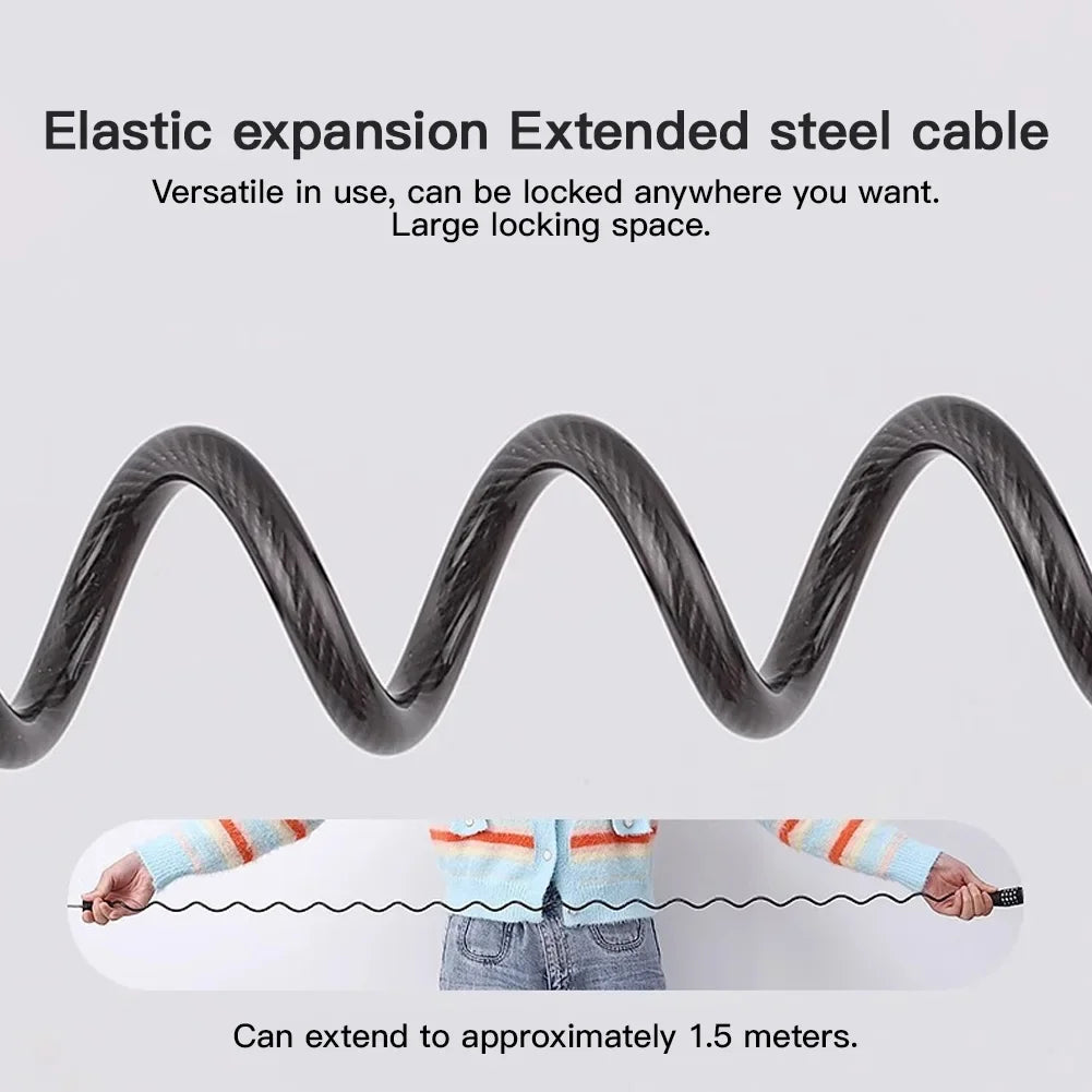 Motorcycle 4-Digit Password Combination Chain Lock Bicycle Anti-Theft Helmet Safety Lock Portable Durable Wire Cable Lock