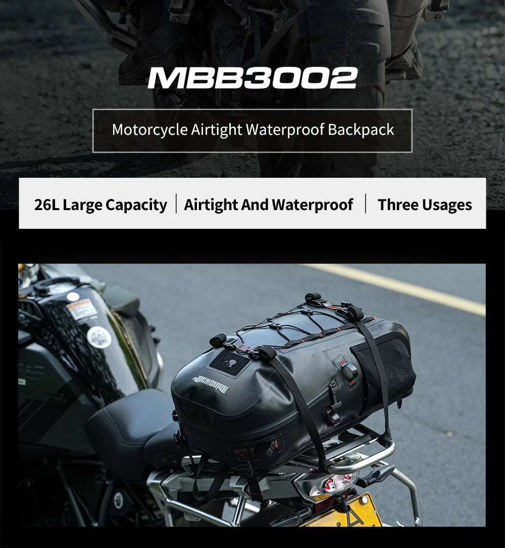 Motorcycle Backpack – Rhinowalk 26L Waterproof Laptop & Helmet Bag