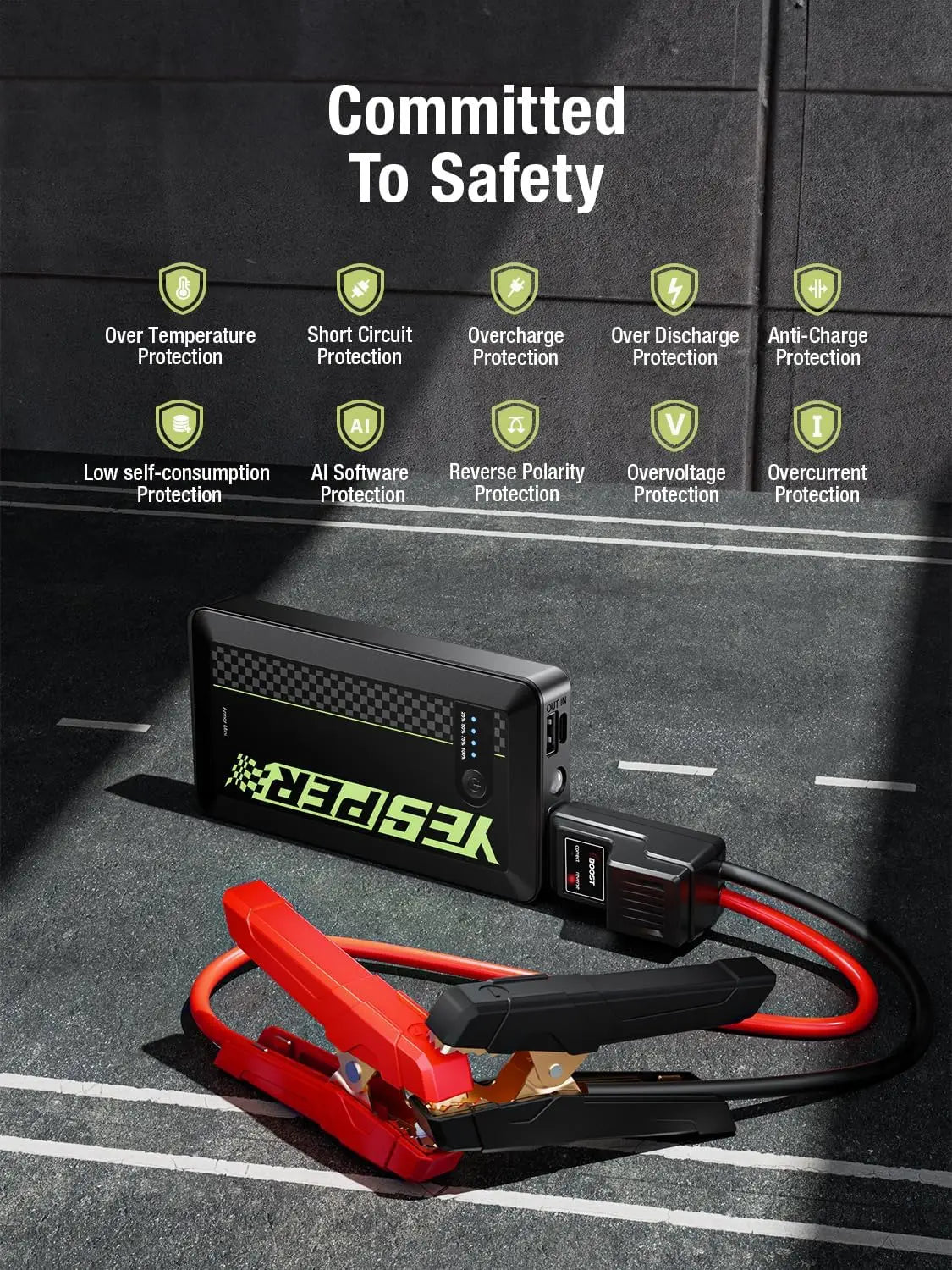 YESPER A-Armor-MINI 1500A Jump Starter – Ultra-Compact 12V Battery Booster & USB Power Bank