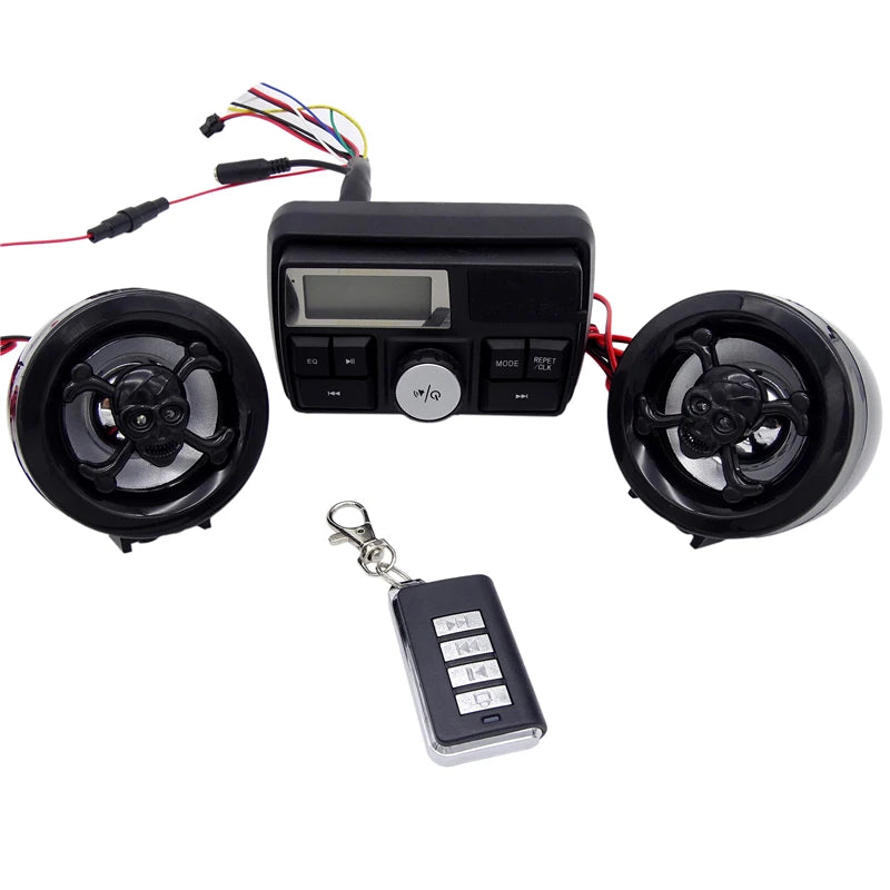 Motorcycle Speakers – 3-Inch Waterproof Stereo, FM Radio & Anti-Theft Alarm