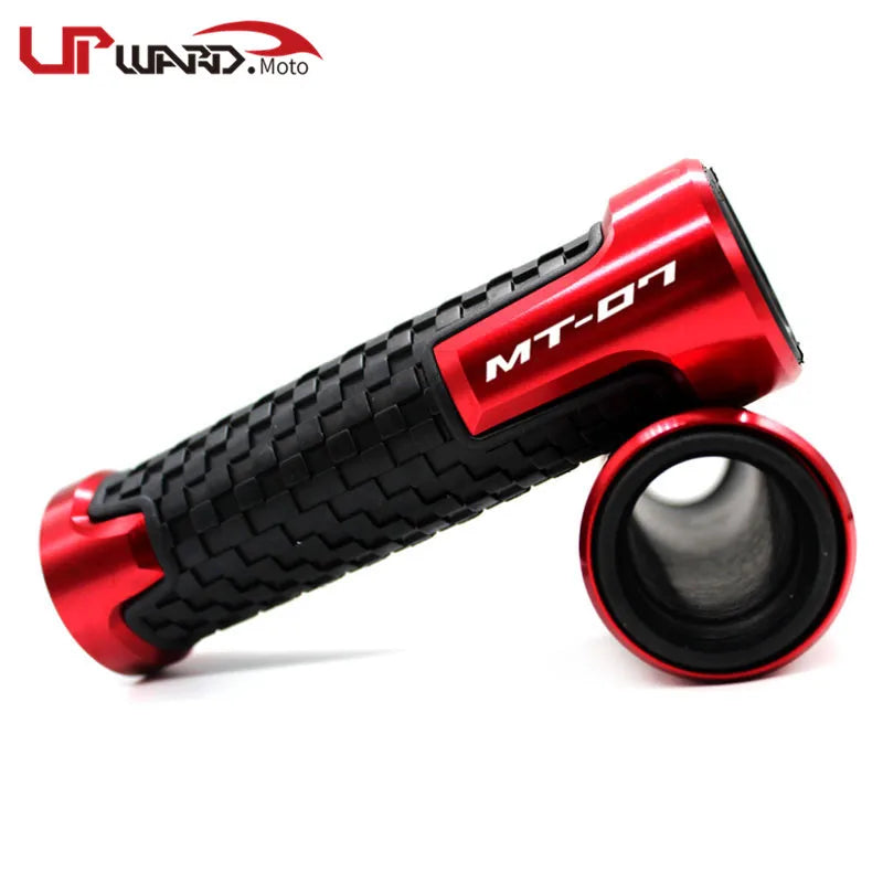 Yamaha MT-07 FZ-07 CNC Billet Aluminum Motorcycle Handlebar Grips 7/8" 22mm Universal Anti-Slip Rubber End Grips for MT07 FZ07 2014 2015 2016 2017 2018 2019 – 7 Colors (1 Pair)